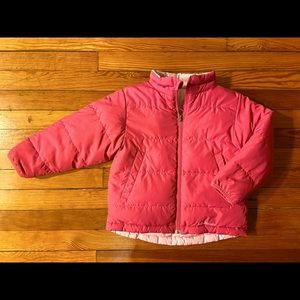 LLBean Girls Reversible Down Jacket, Pink sz 5-6